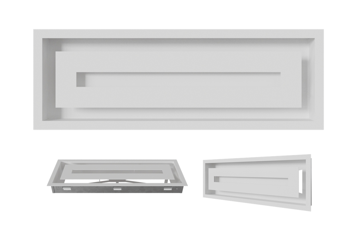 Krbová ventilačná mriežka Wind 17x49 biela, moderná, maľovaná