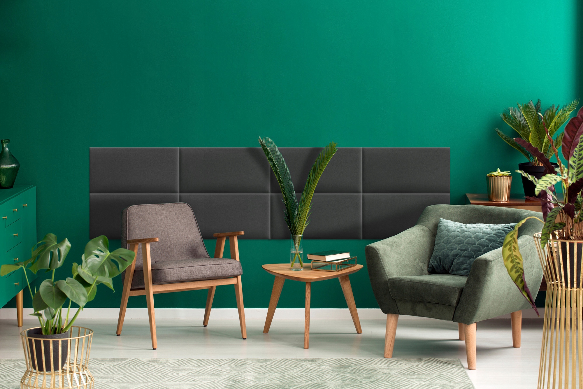 Panel Tapicerowany Ścienny Prostokąt Grafitowy 100x20 cm Szerokość mebla 100 cm