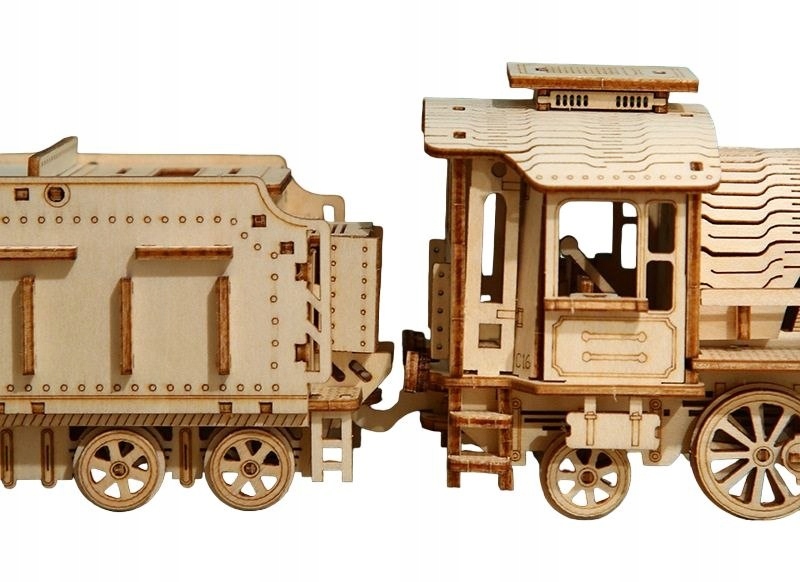 DREWNIANE PUZZLE PRZESTRZENNE 3D - POCIĄG DIY 12+ ROZWIJA KONCENTRACJĘ Kolekcja PUZZLE 3D