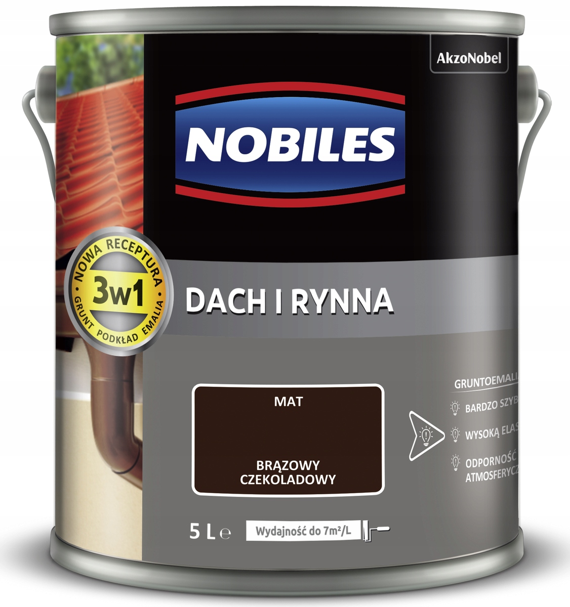 Nobiles Farba na maľovanie striech pozinkovaný plech Strecha a žľab 5L Hnedá