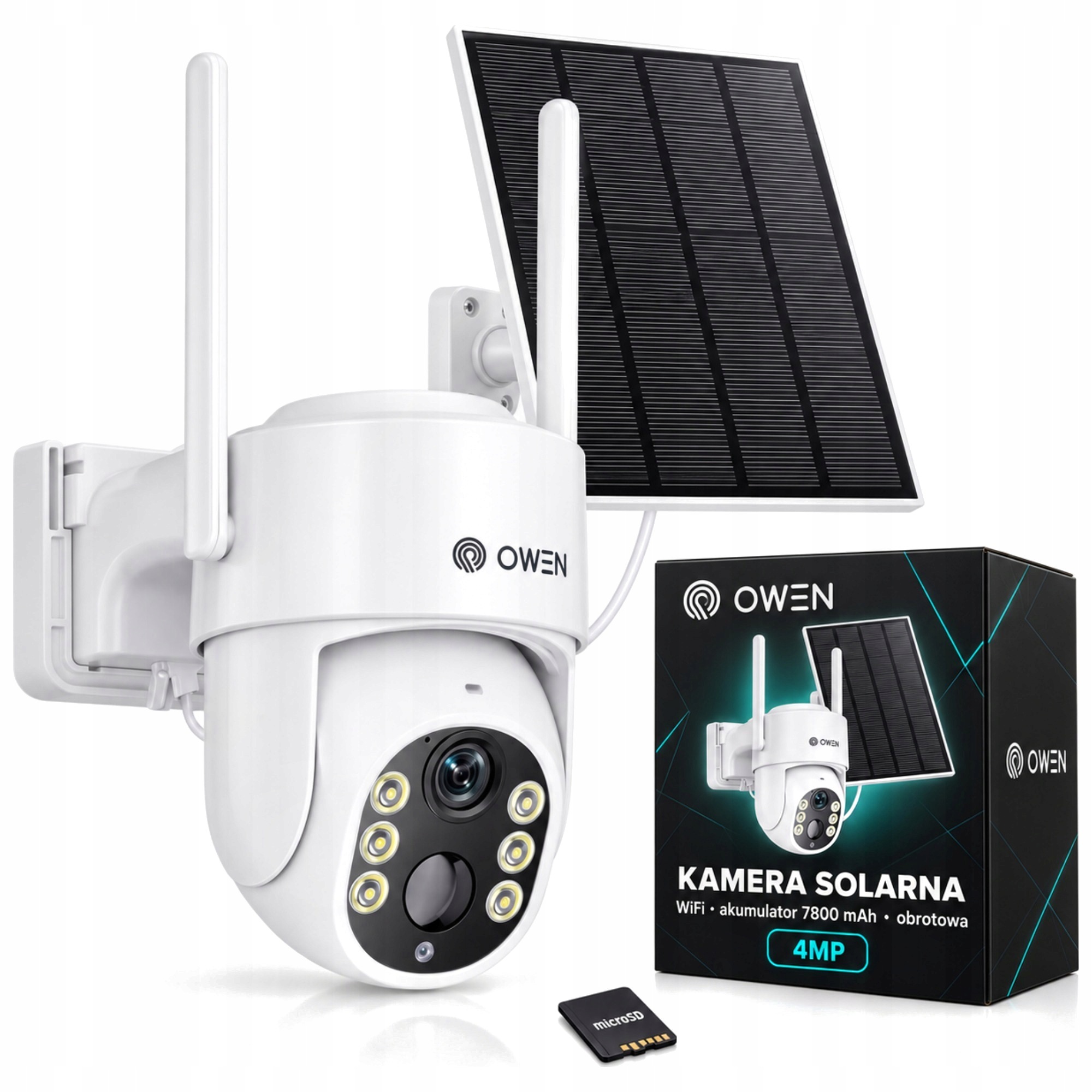 Solární WiFi kamera venkovní bezdrátová otočná 4MP akumulátor bílá