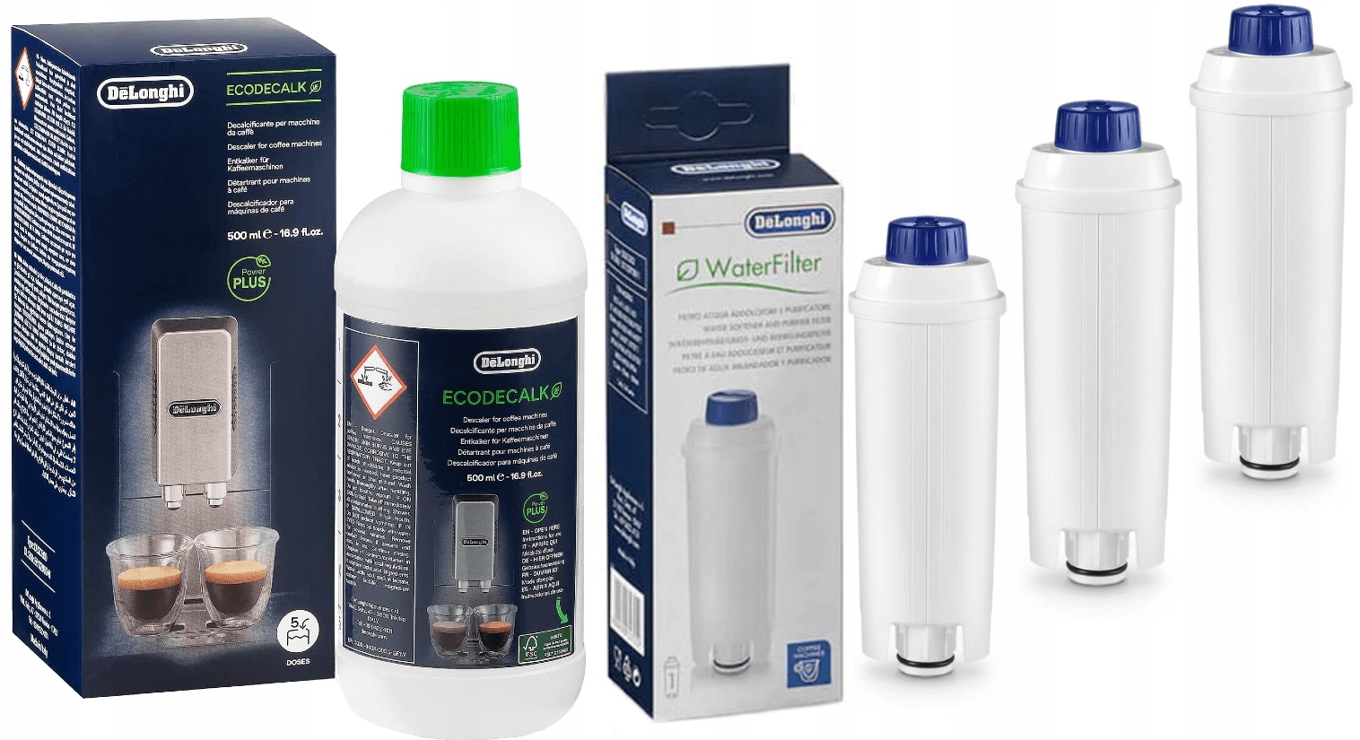 Zestaw do ekspresu DeLonghi odkamieniacz 3 filtry wody
