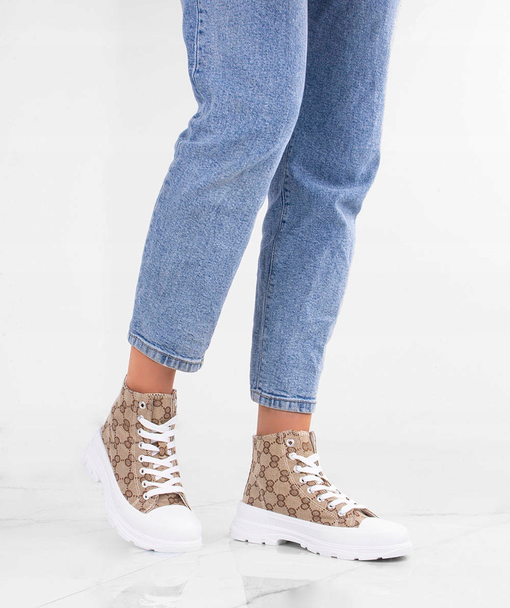 BEŻOWE WYSOKIE TRAMPKI PALLADI 41 Marka inna