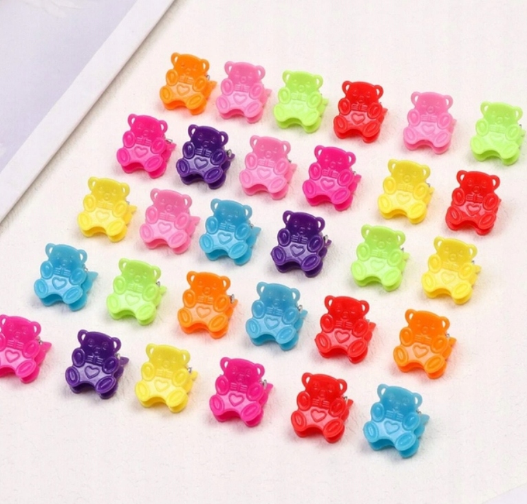 Kolorowe mini spinki żabki do włosów MISIE 5szt Okazje uniwersalny