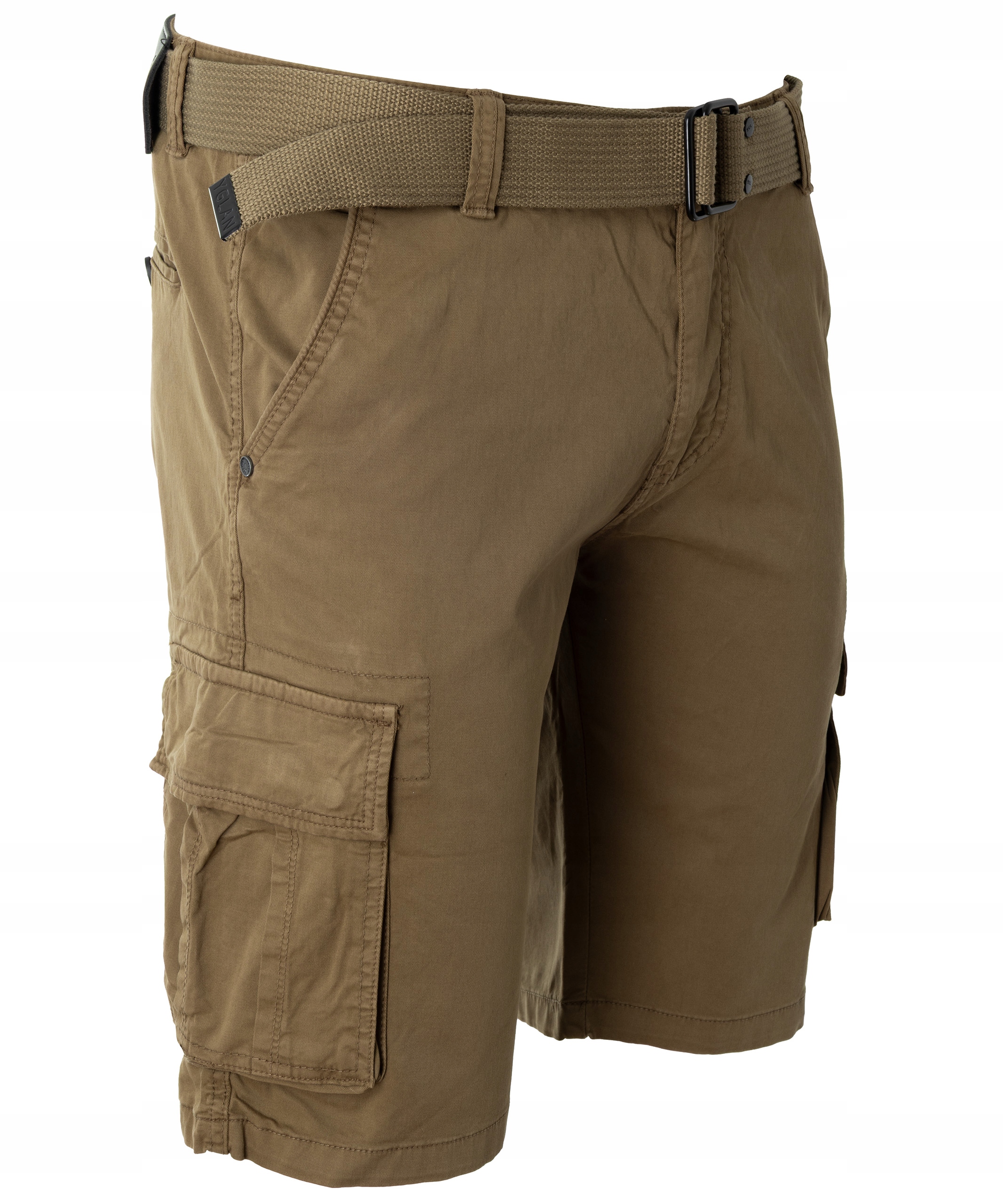 spodenki krótkie letnie Bojówk Bawełna Ciemno Beżowe Iteno Pasek W32