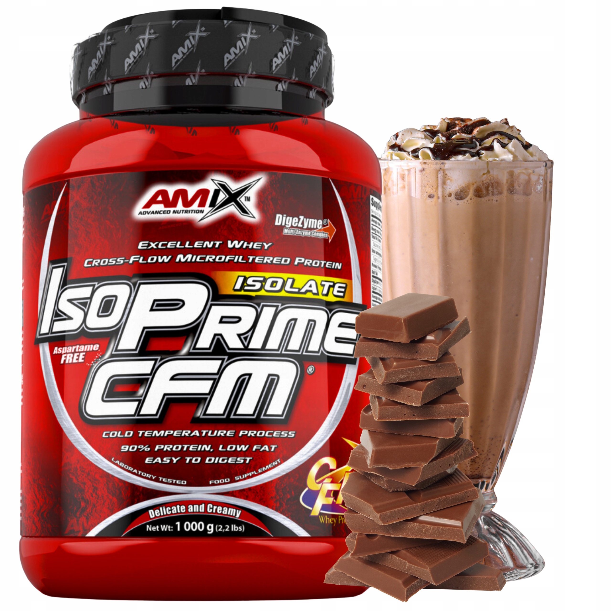 Bílkovina Amix Isoprime Cfm Wpi 90 Proteinový Izolát bez laktózy Čokoládová příchuť