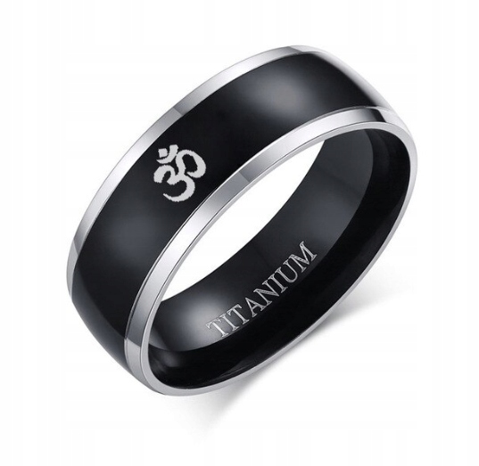 

Tytanowa Czarna Obrączka Joga Mantra Om Winszu