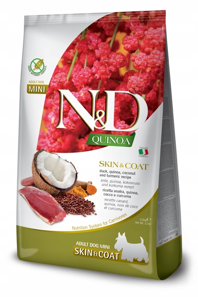 Levně Krmivo N&d Dog Quinoa Adult Mini Skin & Coat Duck & Coconut 0,8kg