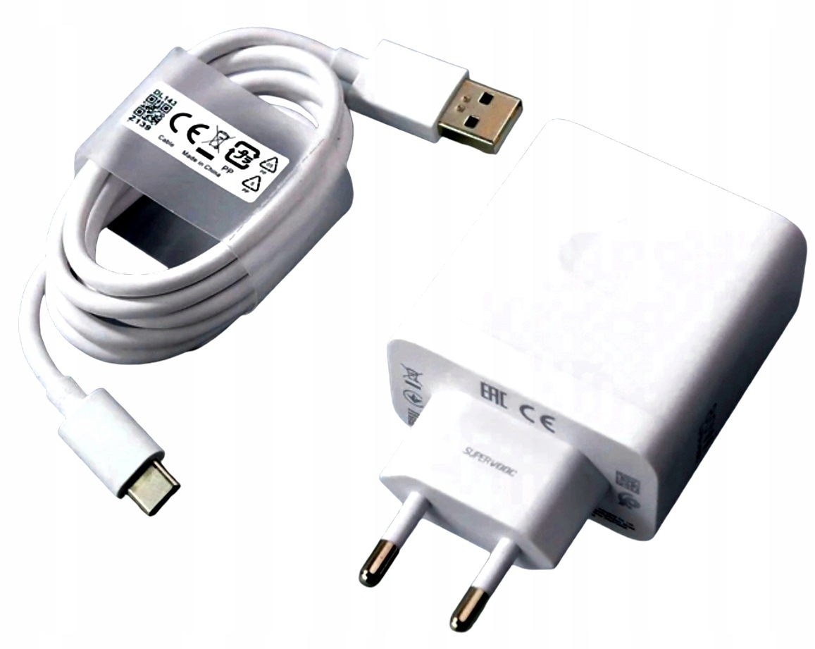 Ładowarka 80W SuperVOOC m.in. do Oppo wraz z 2szt dedykowanymi kablami 80w