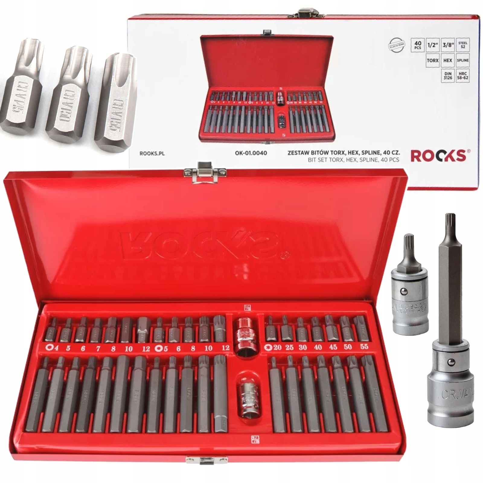 НАБОР БИТ TORX, HEX, SPLINE 40 ЧАСТЕЙ