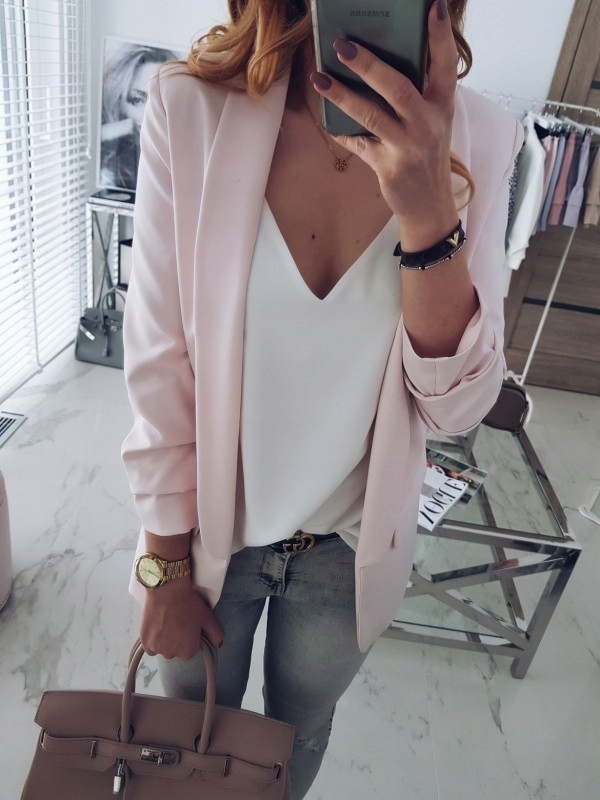 MODNY ŻAKIET MARYNARKA BLEZER L/XL 191 Kolor beżowy