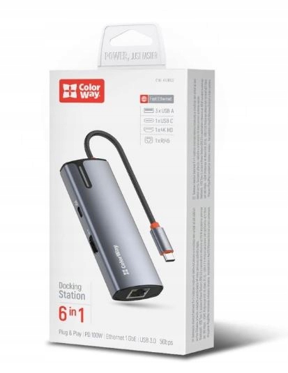 Colorway 6v1 Usb hub/ 1x Usb-c/ 1x Hdmi/ 3x Usb-a/ 1x RJ45
