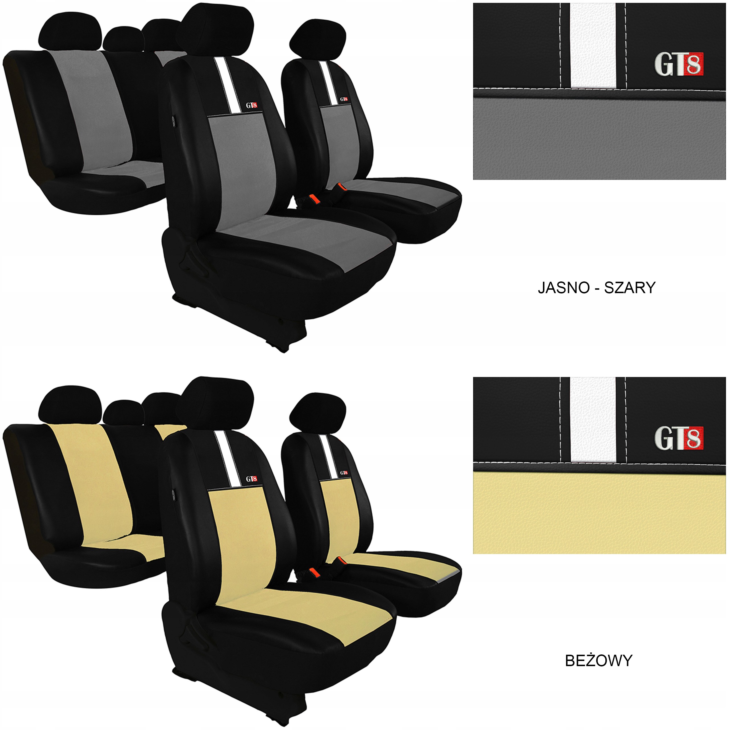 POKROWCE SKÓRA ALICANTE NA FOTELE VW GOLF 5 Cechy dodatkowe szwy/otwory na poduszki powietrzne