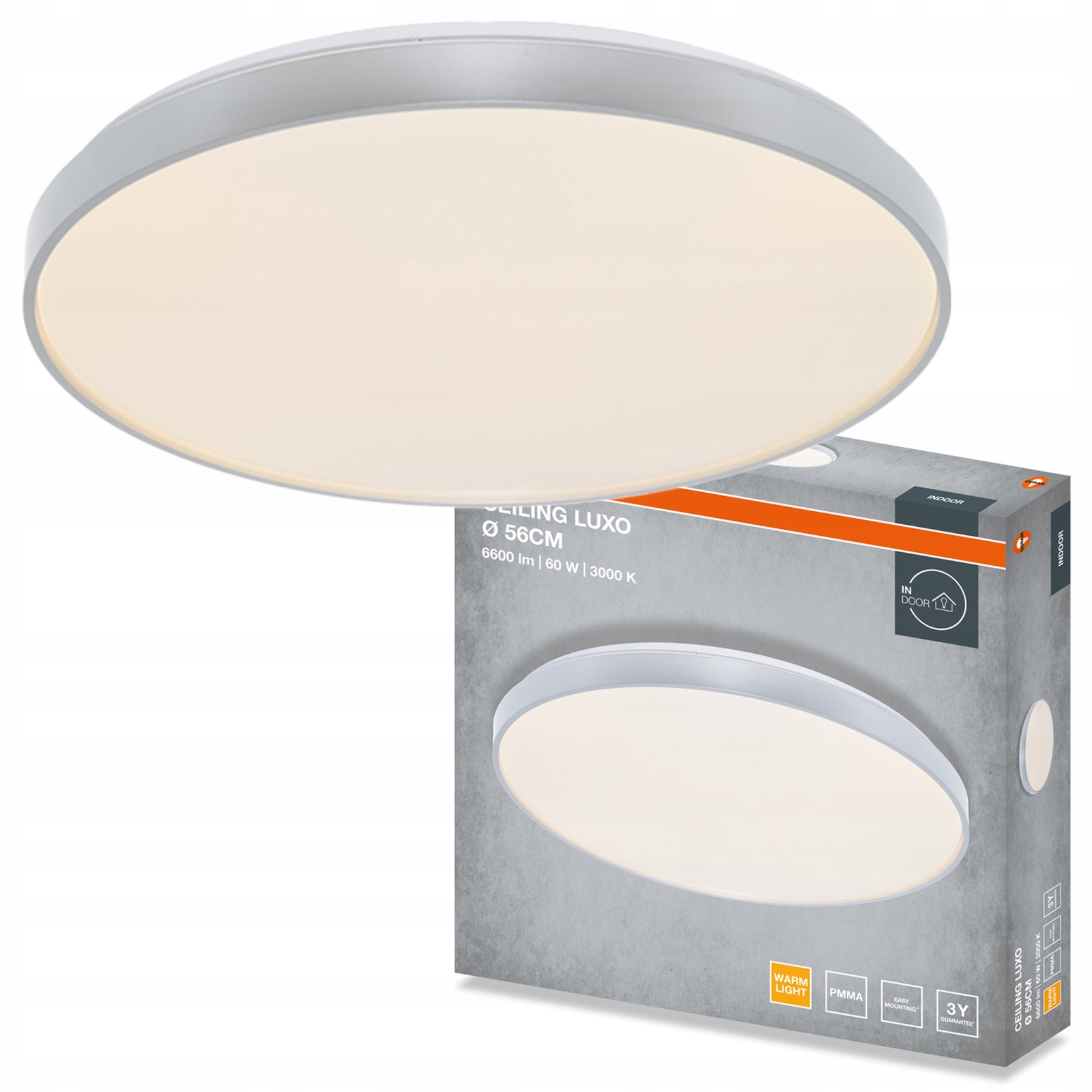 Stropní Svítidlo Led nástěnné svítidlo 60W 3300lm 3000K Kulatý stříbrné Luxo Osram