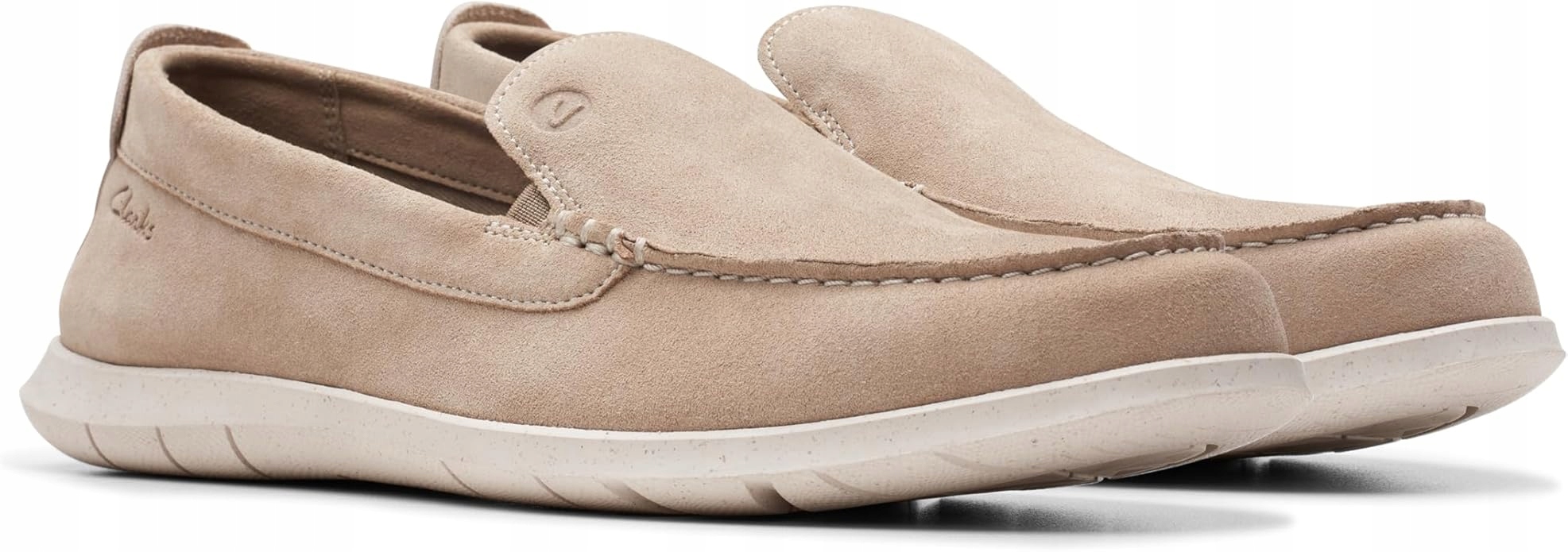 Clarks Béžové Mokasíny Z Přírodní Lícové Kůže Podrážka Bílá 40 6AB