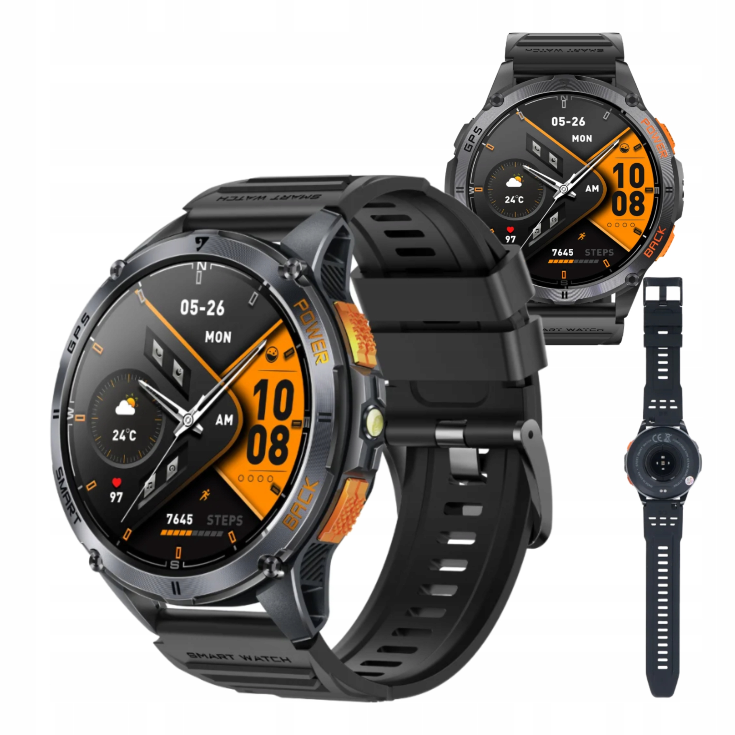 Chytré Hodinky Meski GlacierX Orb Black GX-OC67A Sportovní hodinky Kompas