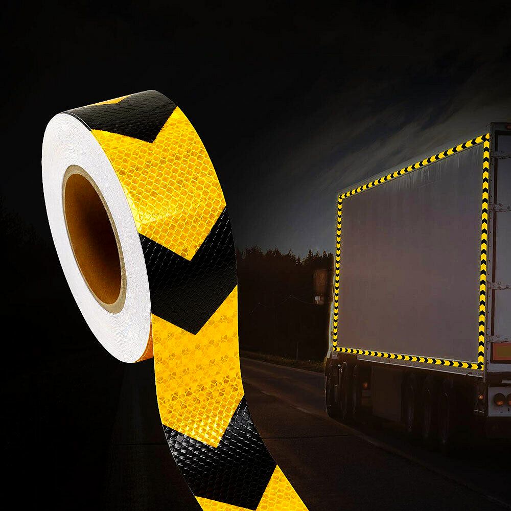 TAŚMA ODBLASKOWA SAMOPRZYLEPNA POMARAŃCZOWA STRZAŁKA KIERUNKOWA ODBLASK 5M Numer katalogowy producenta 50MMX5M orange / black