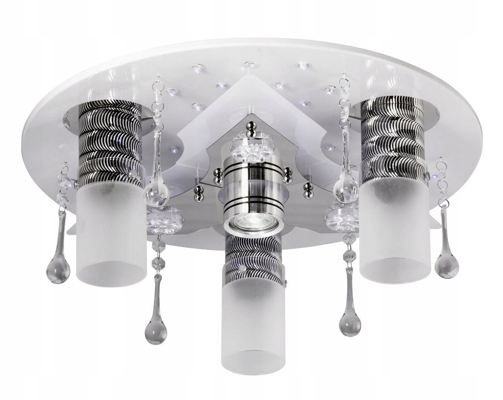 Lehký stropné svietidlo P-s 0848/3+1 biely disk s tienidlami do spálne a kancelárie