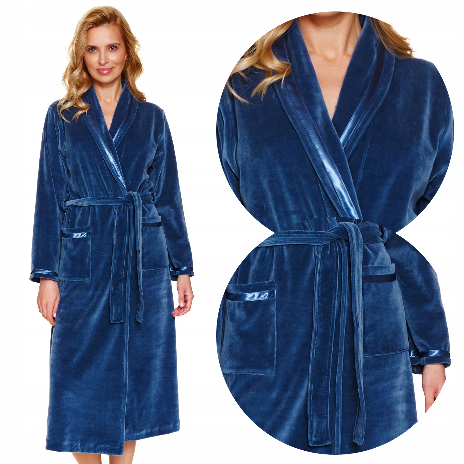 Doctor Nap SWA.1078 deep blue vázaný tmavě modrý teplý 2XL Župan