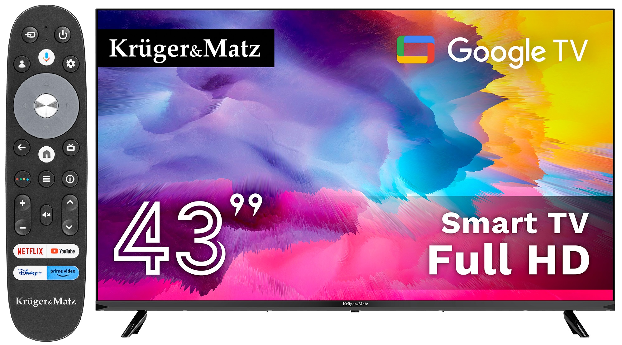 TELEWIZOR LED KRUGER MATZ FHD 43'' SMART GOOGLE TV HDR DVB-T2 HEVC