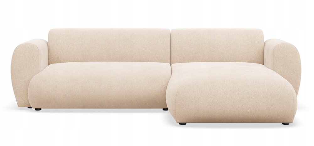 Rohová Sedací Souprava s funkcí spaní Emia L-tvarovaná, pravostranná, světle béžová žinylka