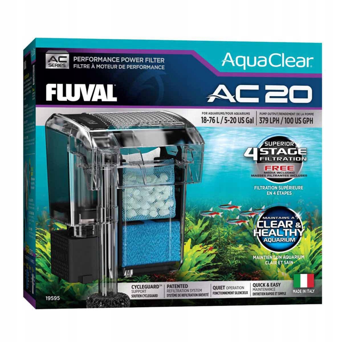 Levně Fluval Aquaclear Ac 20 Závěsný Filtr 379 L/h 18-76L