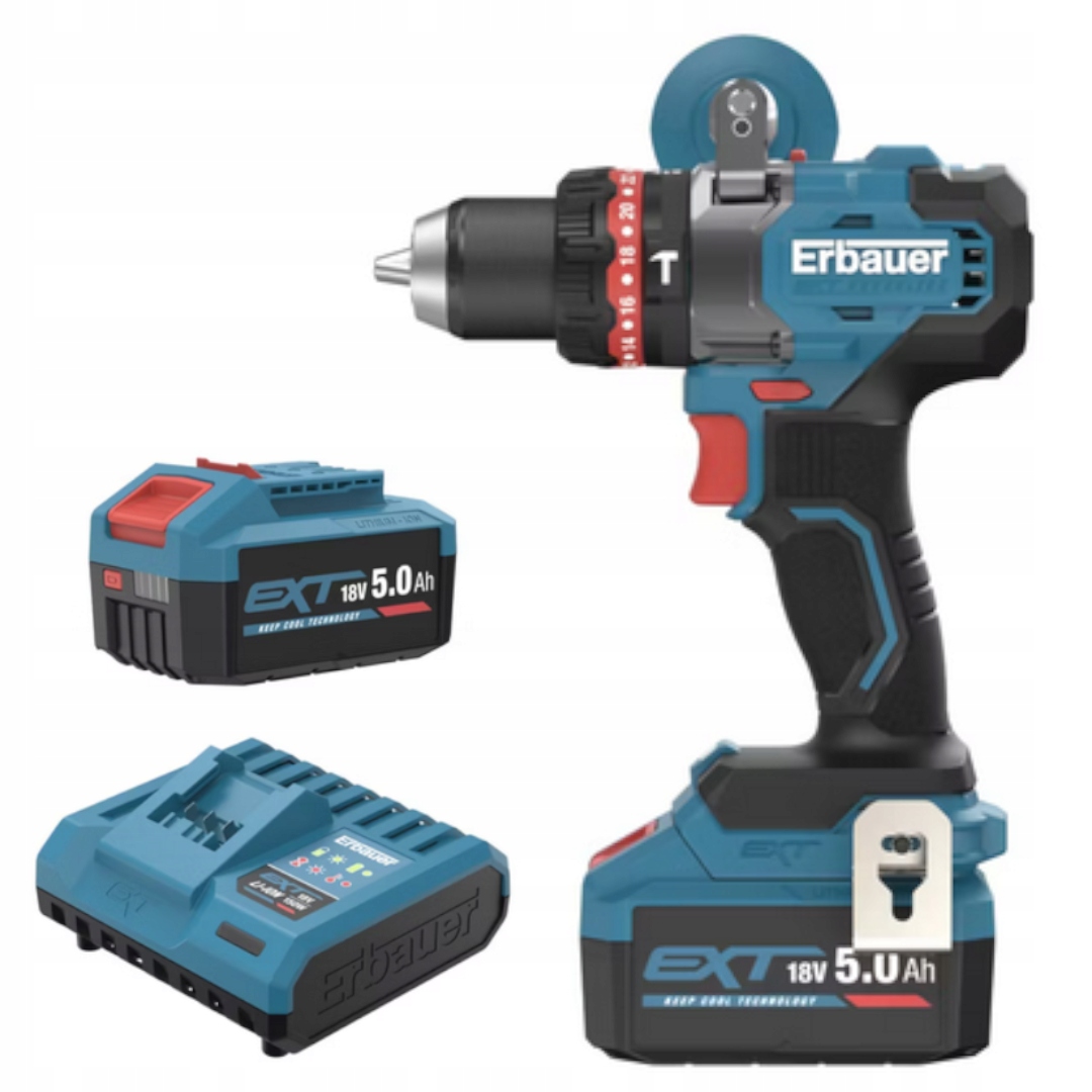 Wiertarko-wkrętarka udarowa Erbauer G2 bezszczotkowa 18 V 2 x 5 Ah