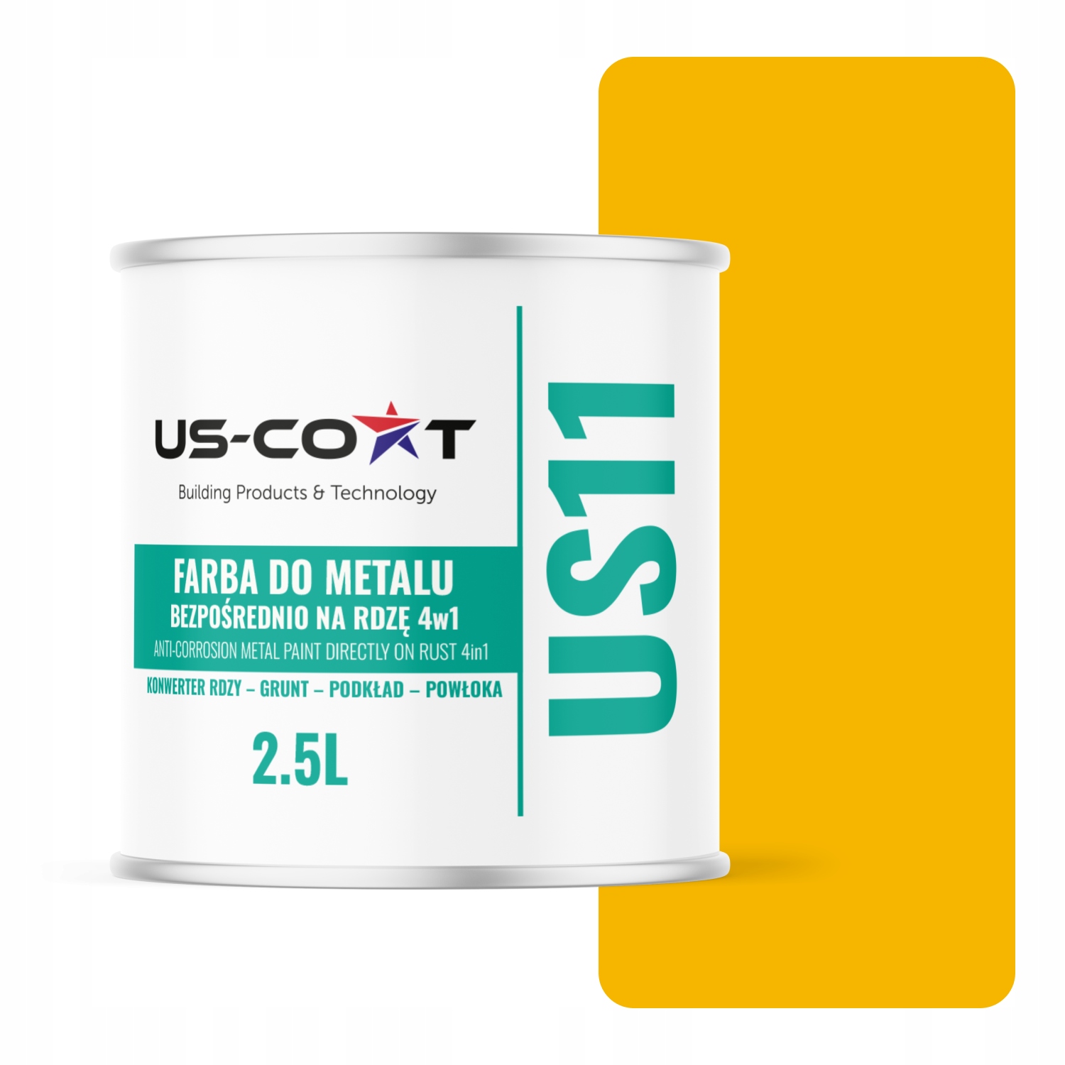 Farba Na Kov Na Hrdzu Plech Pozinkovaná 4v1 Žltá Kadmová Ral 1021 Lesk 2,5L