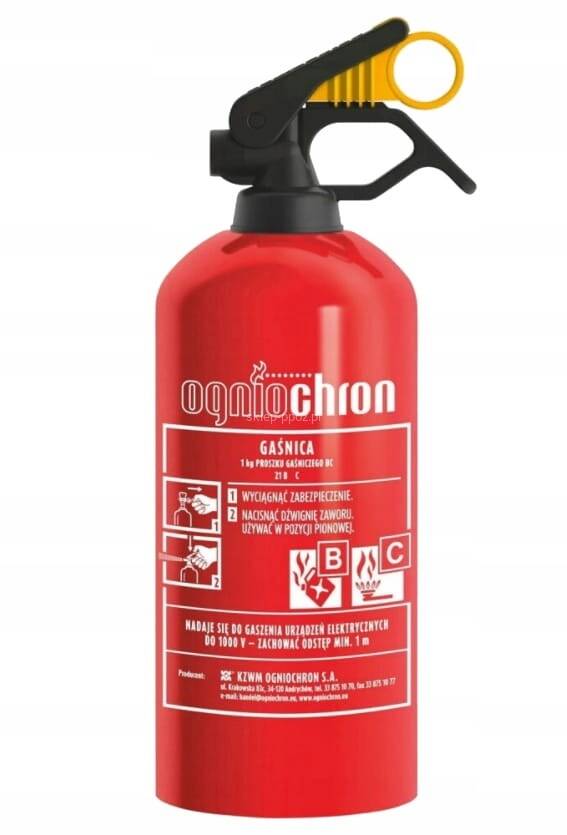 GAŚNICA SAMOCHODOWA PROSZKOWA OGNIOCHRON BC/MP 1kg | ROK PRODUKCJI 2024 Producent Ogniochron