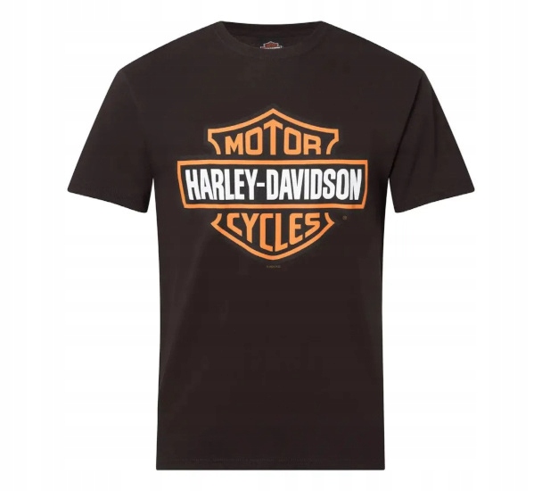 T-shirt Męski Harley Davidson Rzeszów B&s Orange On Black Czarny M