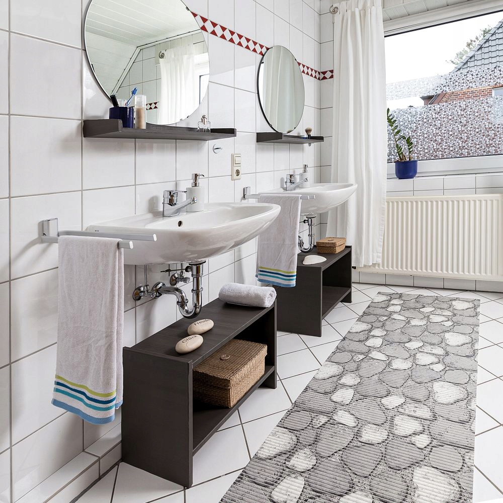 Dywanik Łazienkowy Podłogowy PVC Wzór Kamyki Szare Kod producenta MA42