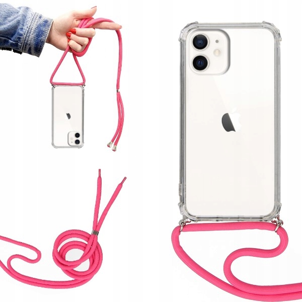 

Etui Crossbody do Iphone 12 Mini Malinowy Sznurek