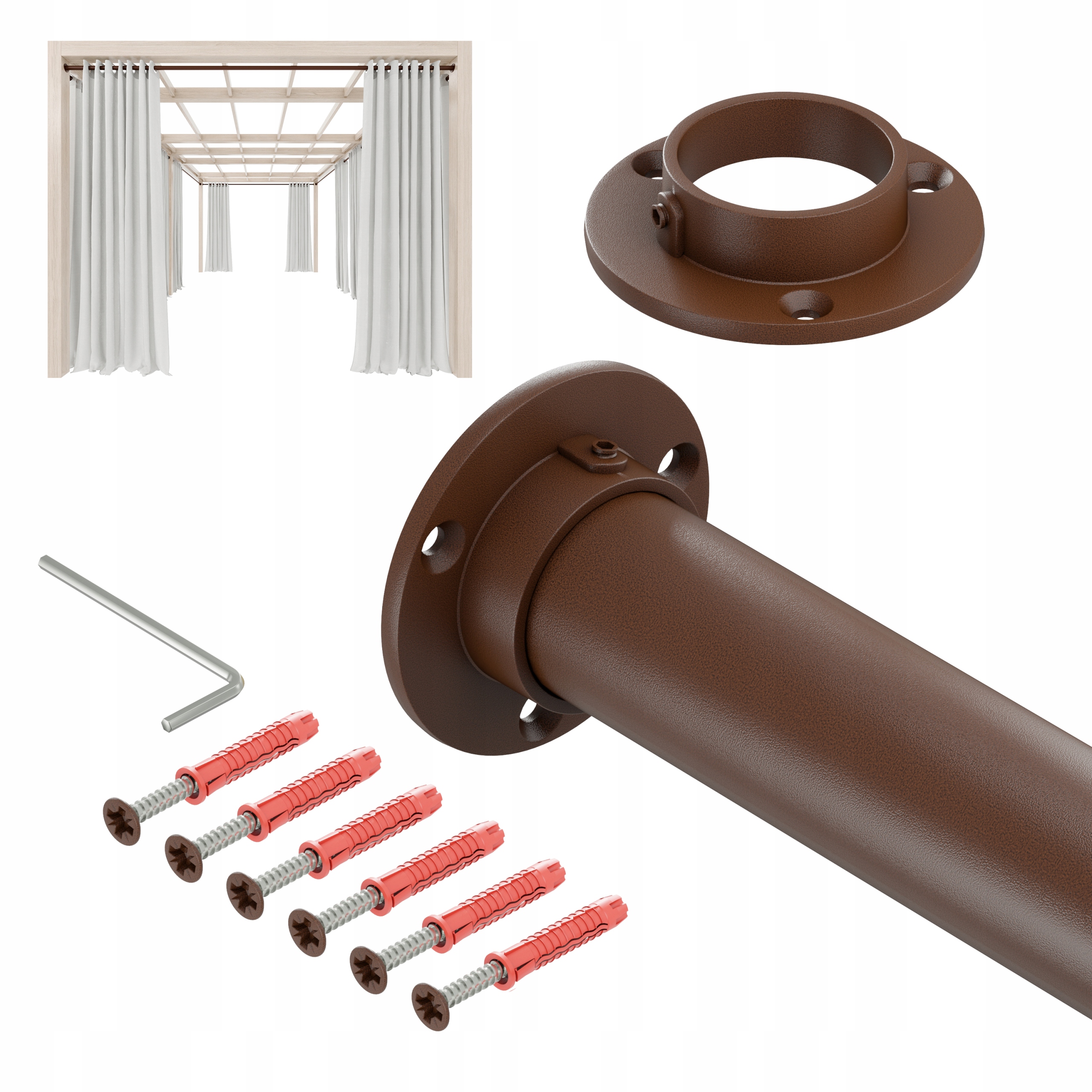 Tyč Na Zahradní Záclony Do Altánku Balkon Terasa Ø 32 mm 295 cm Bronzová