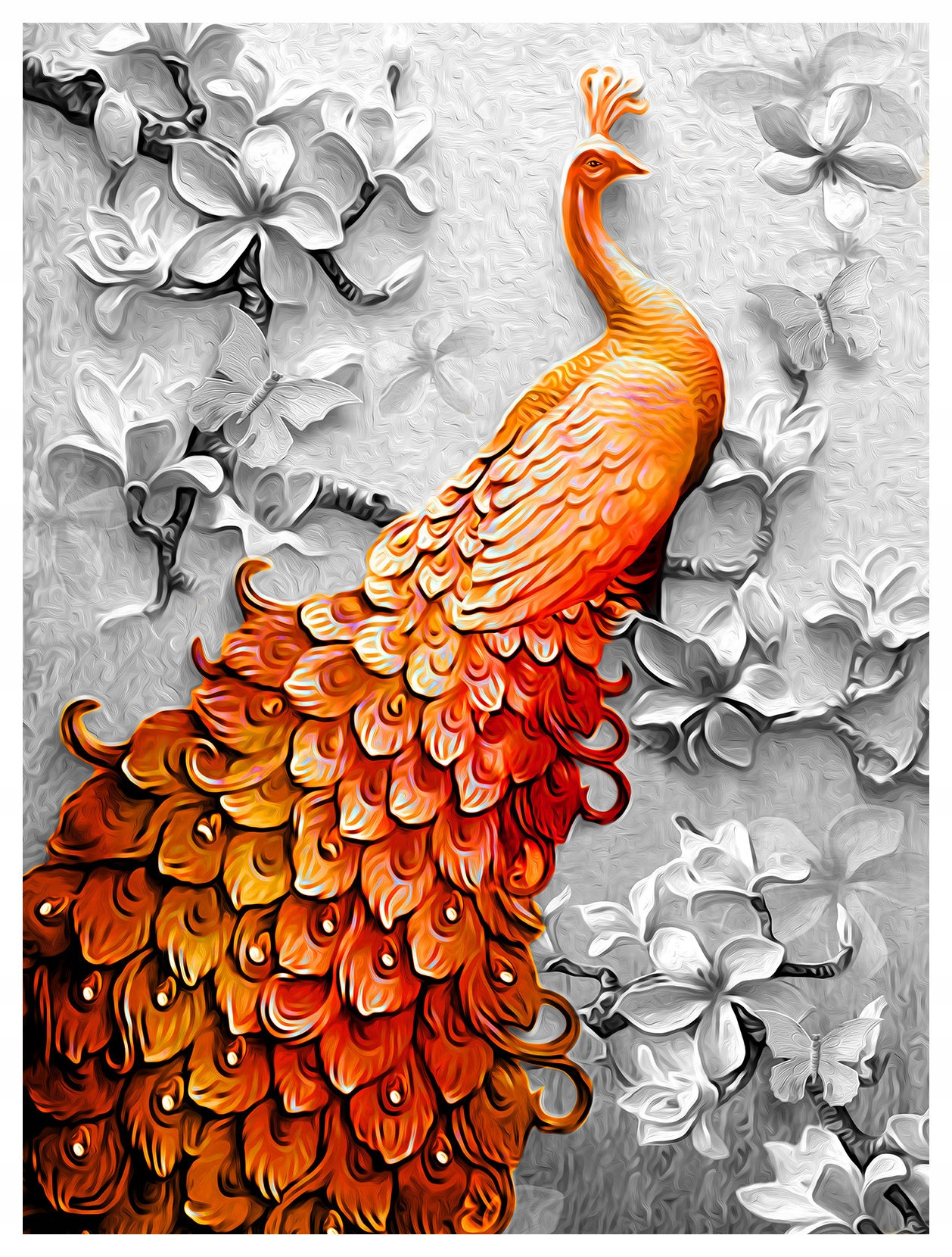 Fototapeta Paw Zlaté Květiny Motýli Elegance Přírody Luxus 184x254 lepidlo