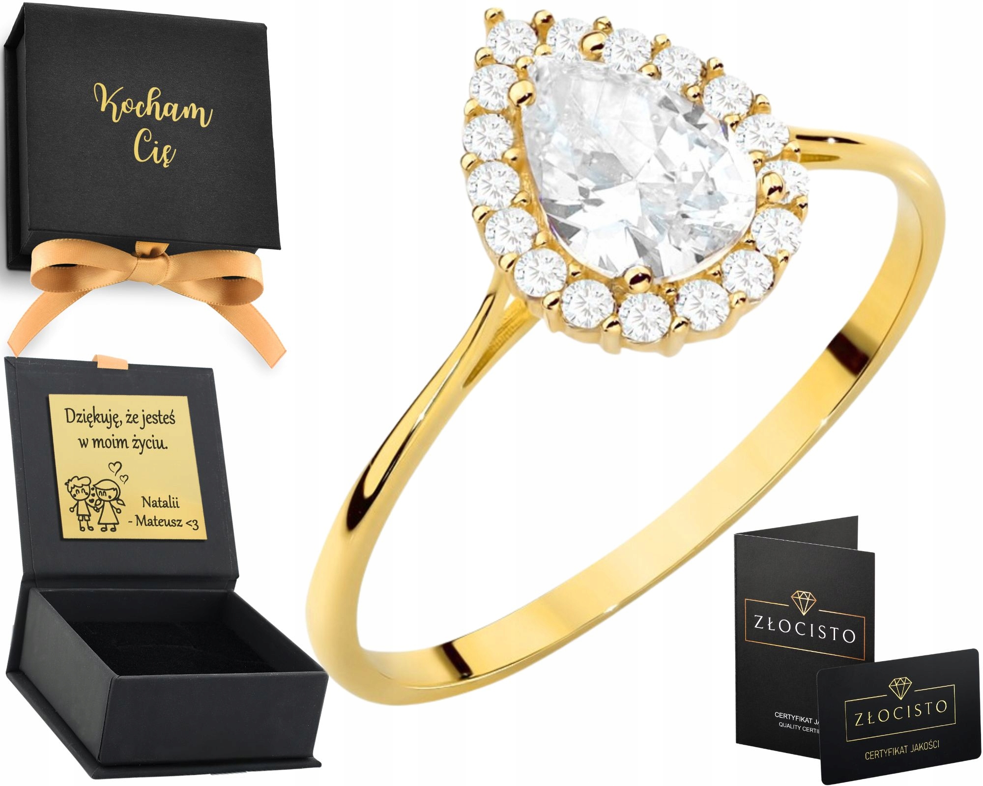 Zlatý prsten Lezka s zirkony Moderní 585 14K jako Dárek