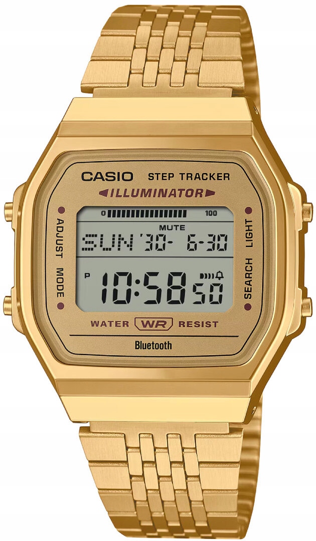 Zlaté hodinky Casio Vintage ABL-100WEG-9AEF Bluetooth, krokoměr