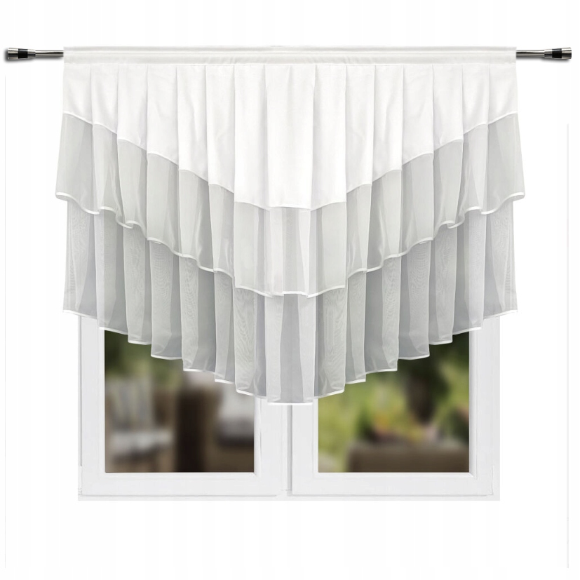 Hotové Záclony Voál Oblouk Vrstvené 150 x 130 cm Bílá