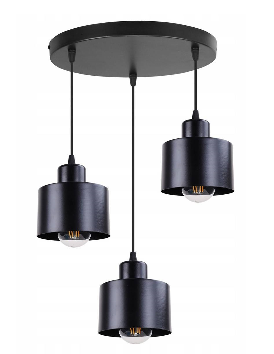 Závěsná drátěná lampa Loft Black/černá 3xXE27