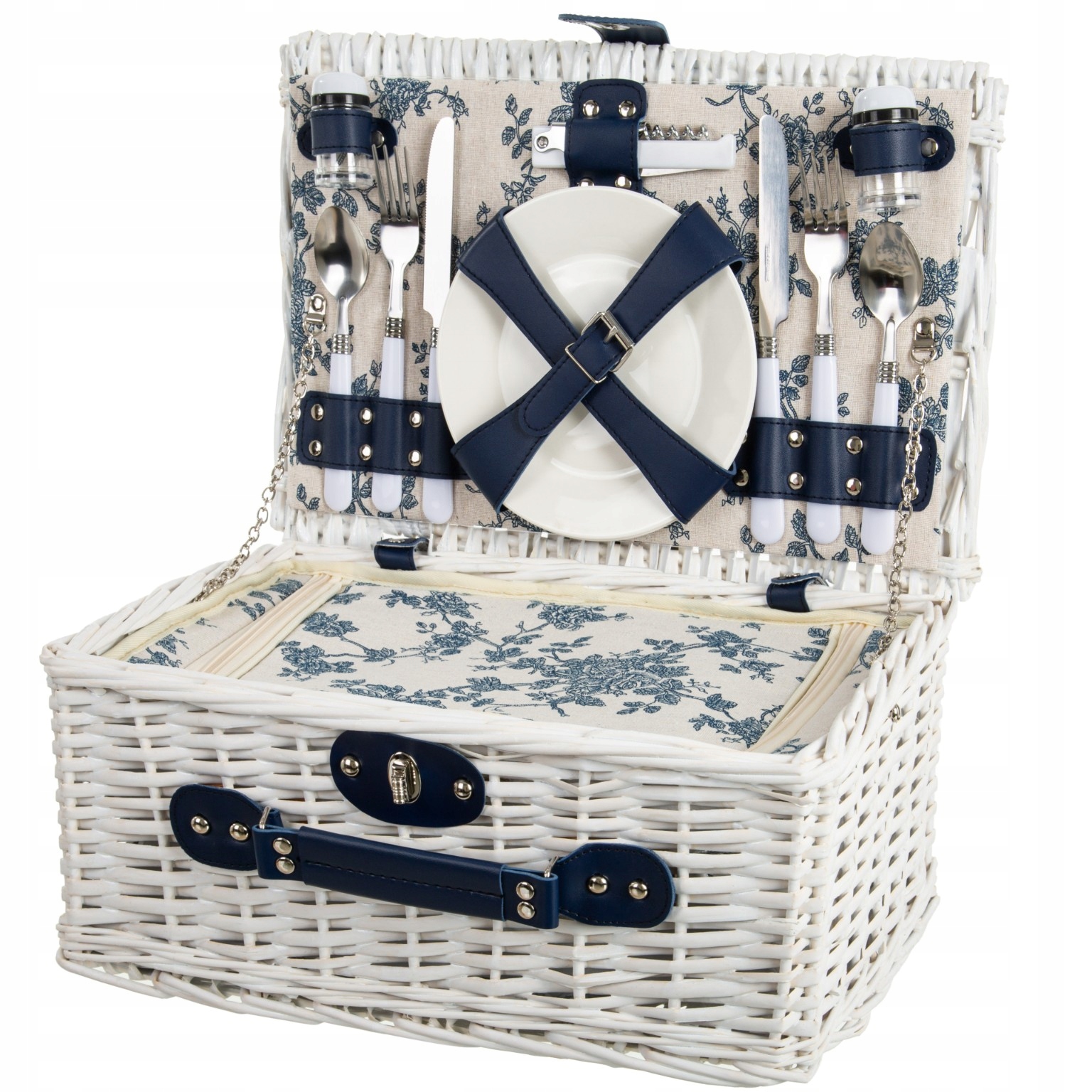 Kosz Na Piknik Koszyk Piknikowy Wiklinowy Termiczny Z Wyposażeniem Dla 2 Os