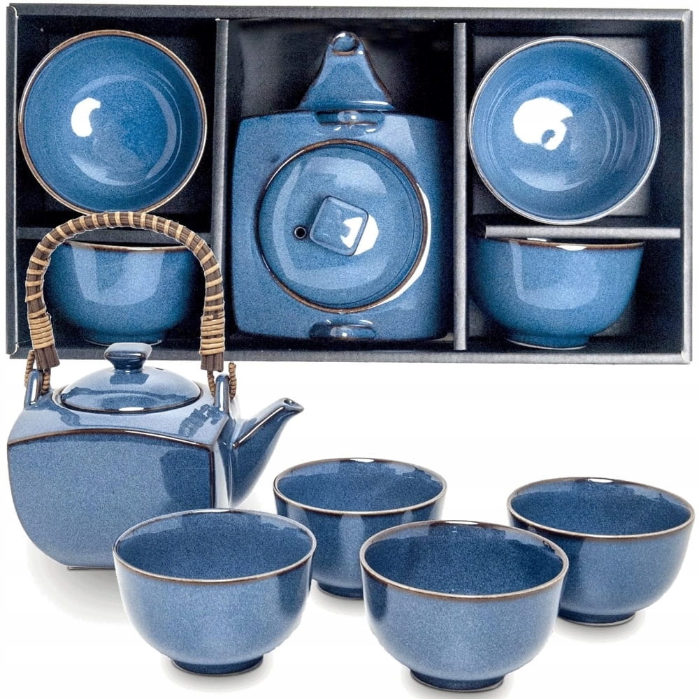 Japonský elegantný porcelánový modrý čajový set 5E Džbán 600 ml