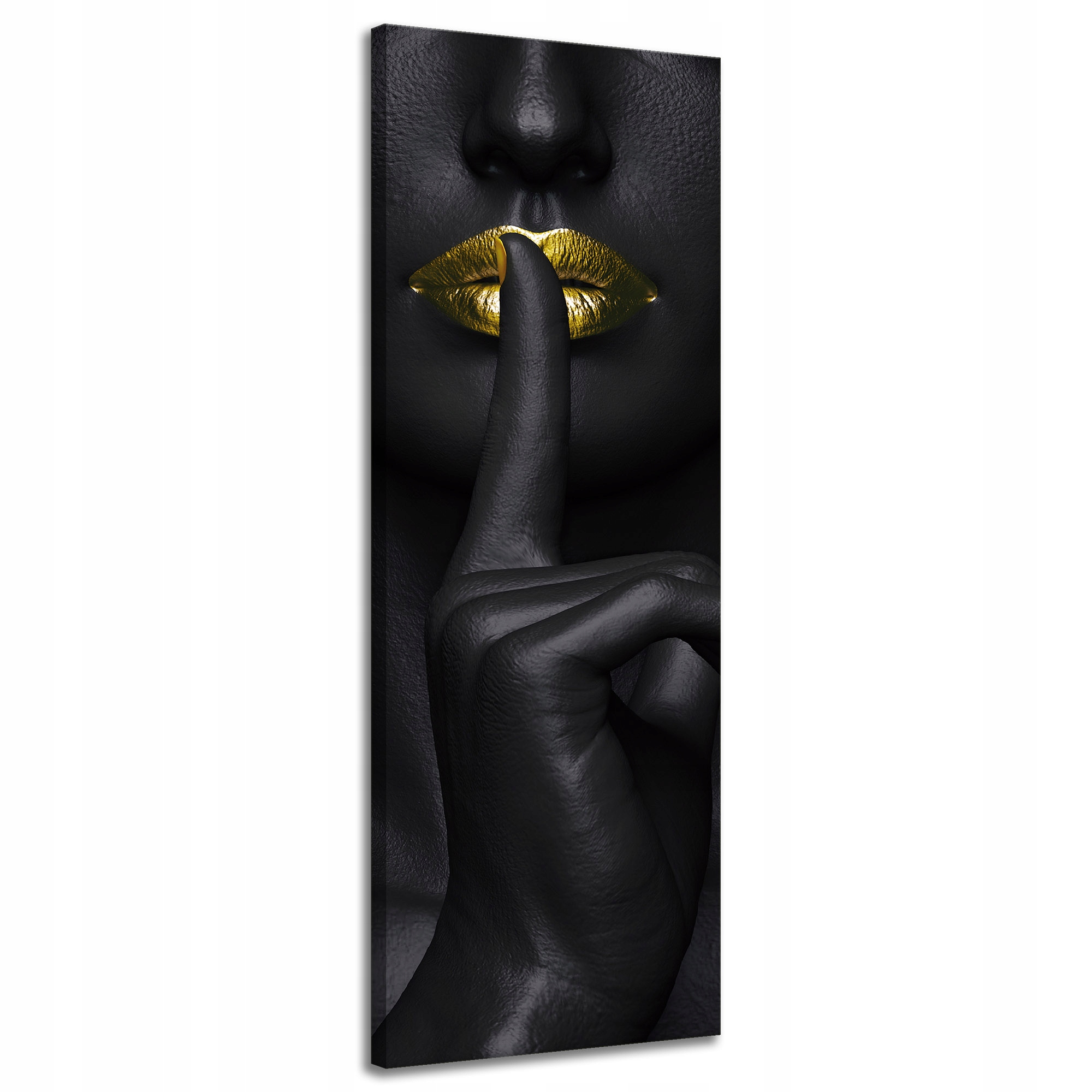 Obraz na plátně Černá žena Ticho Zlaté rty 40x120 cm