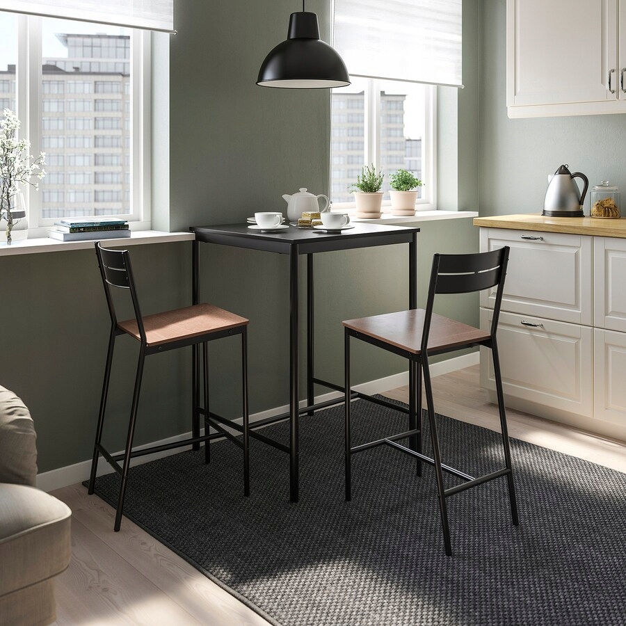 IKEA SANDSBERG Stół barowy i 2 stołki czarny 67x67 Liczba elementów w zestawie 3