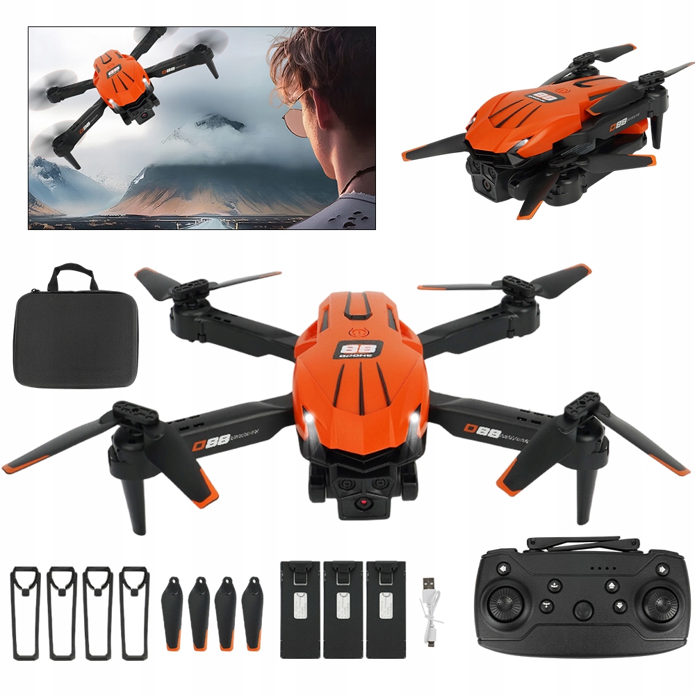 Dron Pro Wifi Pouzdro 2 Kamery Led Hd 3X Akumulátory XXL Sada Pro Děti