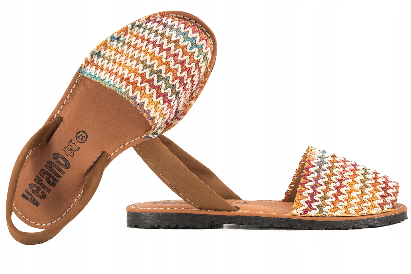 Verano 2550 Dámské Sandály Španělské Kůže Rafia Vícebarevné 38