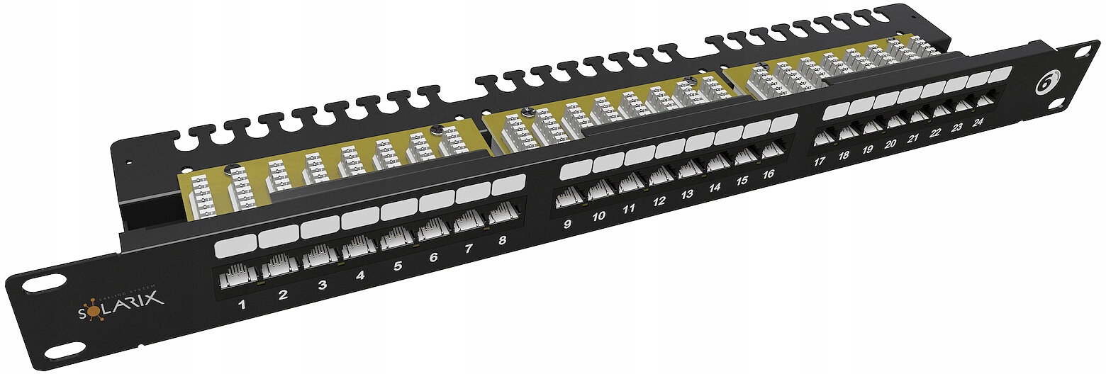 Patch panel Solarix 6-UTP-BK-N 24x RJ45, Cat 6