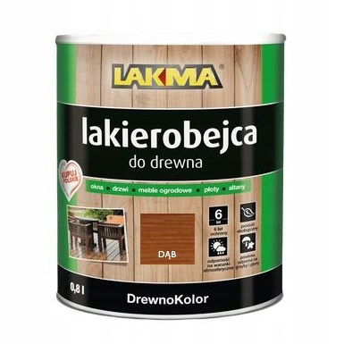 DREWNOKOLOR LAKIEROBEJCA DO DREWNA POŁYSK DĄB 0,8 L LAKMA WODNA