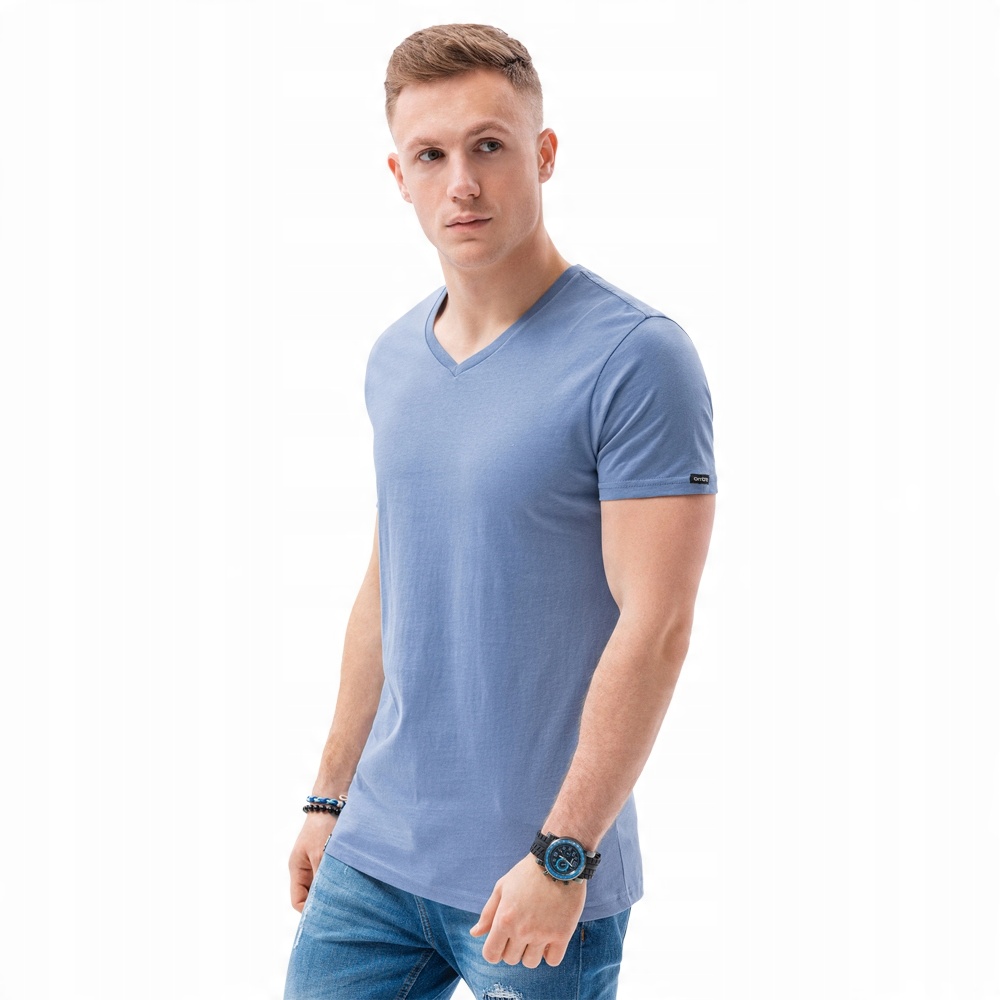 

T-shirt męski bawełniany basic S1369 niebieski L