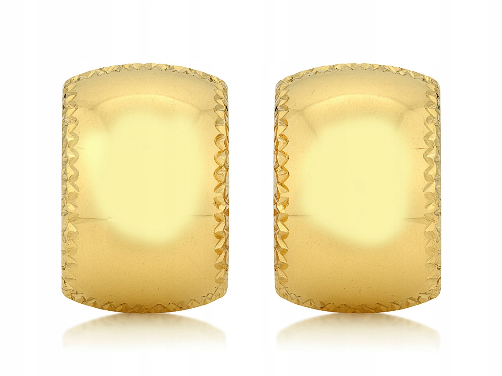 Zlaté náušnice 585 Široké čárky hladké elegantní plechy 2.54 g