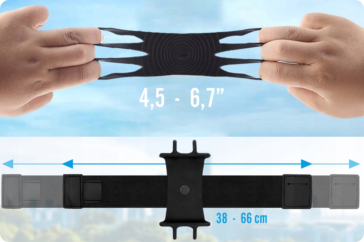 OPASKA SPORTOWA LED ETUI BIEGANIA OBROTOWE NA RAMIĘ NADGARSTEK PRZEDRAMIĘ Kolor dominujący czarny