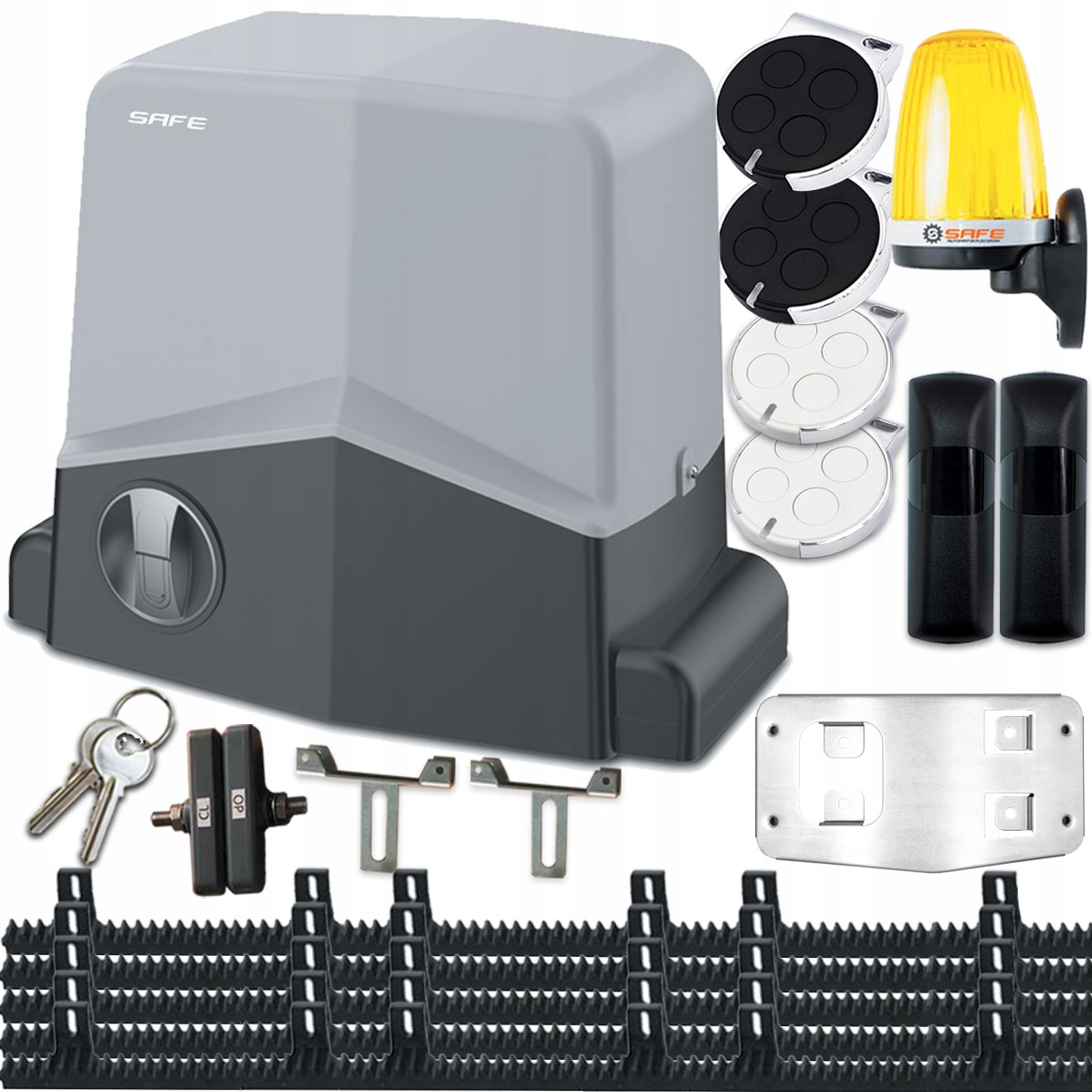 NAPĘD DO BRAMY PRZESUWNEJ ZESTAW LAMPA FOTO LISTWY PILOTY AUTOMAT DO BRAMY